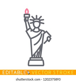 Statue of liberty icon. Best tourist destinations in the world. Editable vector stroke set icons.