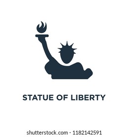 Statue of liberty icon. Black filled vector illustration. Statue of liberty symbol on white background. Can be used in web and mobile.