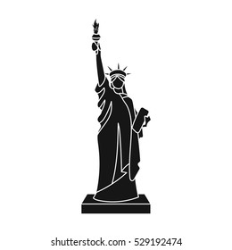 Statue of Liberty icon in black style isolated on white background. USA country symbol stock vector illustration.