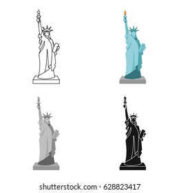 Statue of Liberty icon in cartoon style isolated on white background. USA country symbol stock vector illustration.