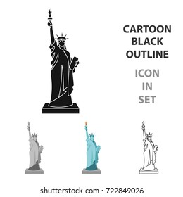 Statue of Liberty icon in cartoon style isolated on white background. USA country symbol stock vector illustration.