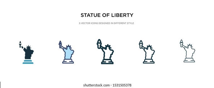 statue of liberty icon in different style vector illustration. two colored and black statue of liberty vector icons designed in filled, outline, line and stroke style can be used for web, mobile, ui