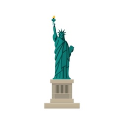 Statue Of Liberty Icon In Flat Design

