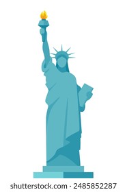 Icono de Estatua de la Libertad en estilo plano aislado sobre fondo blanco. Símbolo de país de EE.UU. Ilustración vectorial de stock