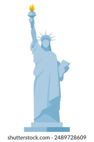 Icono de Estatua de la Libertad en estilo plano aislado sobre fondo blanco. Símbolo de país de EE.UU. Ilustración vectorial de stock