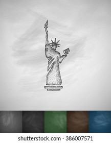 the Statue of Liberty icon. Hand drawn vector illustration