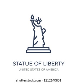 Statue of liberty icon. Statue of liberty linear symbol design from United states of america collection. Simple outline element vector illustration on white background.