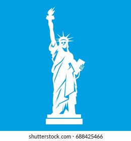 Statue of liberty icon white isolated on blue background vector illustration