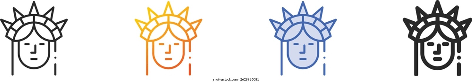 statue of liberty icon.Thin Linear, Gradient, Blue Stroke and bold Style Design Isolated On White Background