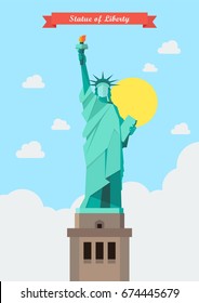 Statue of liberty illustration. Flat style design