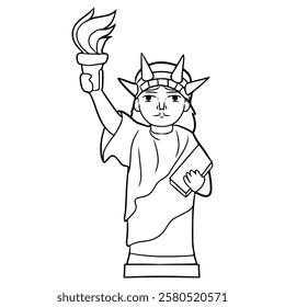 statue of liberty illustration hand drawn outline vector