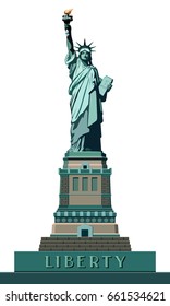 Statue of Liberty. Illustration on a white background.USA. Monument sculpture in New York. The national symbol of America. Use the presentation of corporate reporting, marketing, line, logo vector