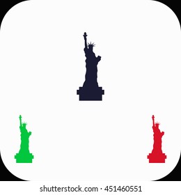 Statue Of Liberty Illustration set. Blue, green, red icon.