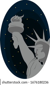 The statue of liberty, illustration, vector on white background.