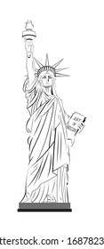 statue of liberty with inscribed JULY IV MDCCLXXVI drawing in black and white vector