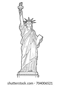 Statue Of Liberty, Liberty Island
Manhattan, New York: Vector Illustration Hand Drawn Cartoon Art