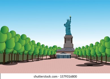 Statue of Liberty Island in New-York