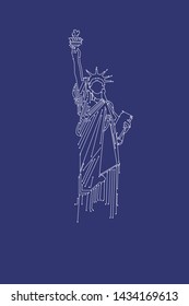 statue of liberty isolated, circuit board style, vector illustration