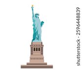 Statue of liberty isolated. Statue of liberty icon. Statue of liberty vector. American symbol illustration. Landmark, tourist, tourism, white background, graphic, monument, democracy, USA, heritage.