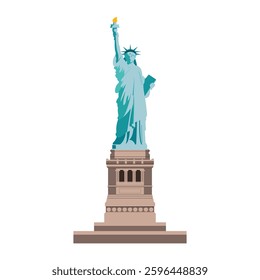 Statue of liberty isolated. Statue of liberty icon. Statue of liberty vector. American symbol illustration. Landmark, tourist, tourism, white background, graphic, monument, democracy, USA, heritage.