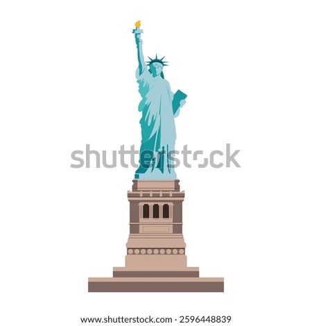 Statue of liberty isolated. Statue of liberty icon. Statue of liberty vector. American symbol illustration. Landmark, tourist, tourism, white background, graphic, monument, democracy, USA, heritage.