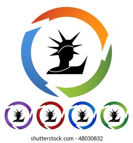 Statue of liberty isolated on a white background.