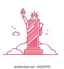 Statue of Liberty Landmark Illustration in red