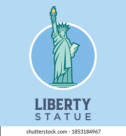 Statue of Liberty Landmark In New York Vector Flat Design Illustration. United States Travel and Attraction , Landmarks And Tourism