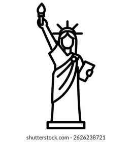 Statue of Liberty landmark outline icon illustration