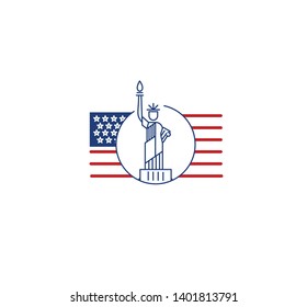 Statue of Liberty Landmark US keeps on hand sports sign. Patriotic America vector illustration