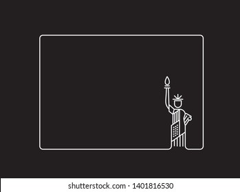 Statue of Liberty Landmark US keeps on hand sports sign. Patriotic America vector illustration 