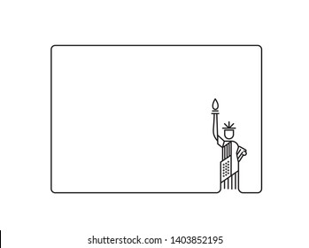 Statue of Liberty Landmark US keeps on hand sports sign. Patriotic America vector illustration