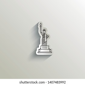 Statue of Liberty Landmark US keeps on hand sports sign. Patriotic America vector illustration