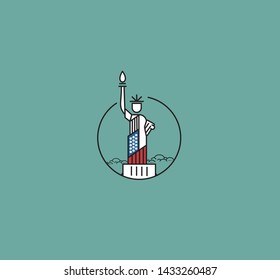 Statue of Liberty Landmark US   Patriotic America vector illustration