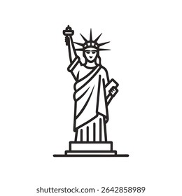 Statue of Liberty Line Art Drawing on White Background  

