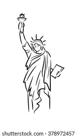 Statue of Liberty Line Art, a hand drawn vector line art of the Statue of Liberty.