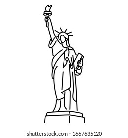 Statue Liberty Line Art Vector  Isolated White background
