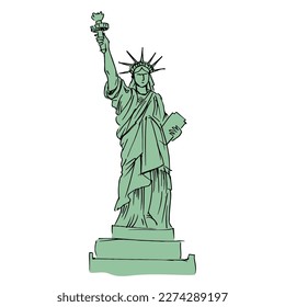 Statue Liberty  Line drawing  line art  Vector illustration 