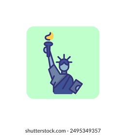 Icono de la línea de la Estatua de la Libertad. Lugar famoso, monumento, turismo. Nuevo concepto de York. La Ilustración vectorial puede ser usada para temas como independencia, libertad, democracia