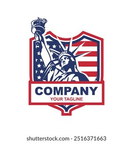 Statue of Liberty Logo with American Flag Circle - Corporate Identity Design