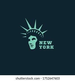 Statue of Liberty logo design template for a dark background. Vector illustration.