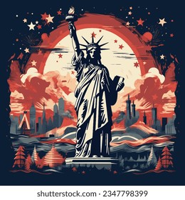 Statue of liberty logo illustration