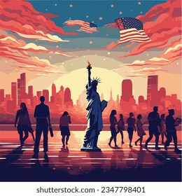 Statue of liberty logo illustration