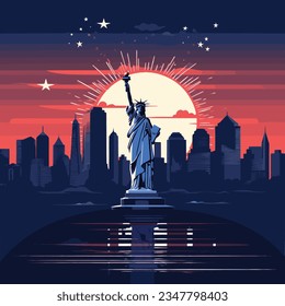 Statue of liberty logo illustration