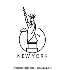 statue of liberty logo simple outline illustration circle design vector