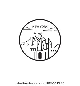 statue of liberty logo simple outline illustration circle design vector
