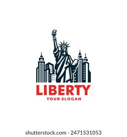 Statue liberty logo vector. EPS 10 editable vector