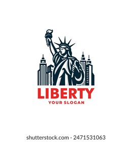 Statue liberty logo vector. EPS 10 editable vector