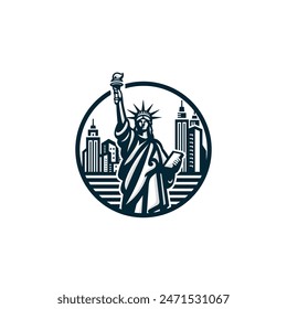 Statue liberty logo vector. EPS 10 editable vector