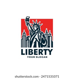 Statue liberty logo vector. EPS 10 editable vector